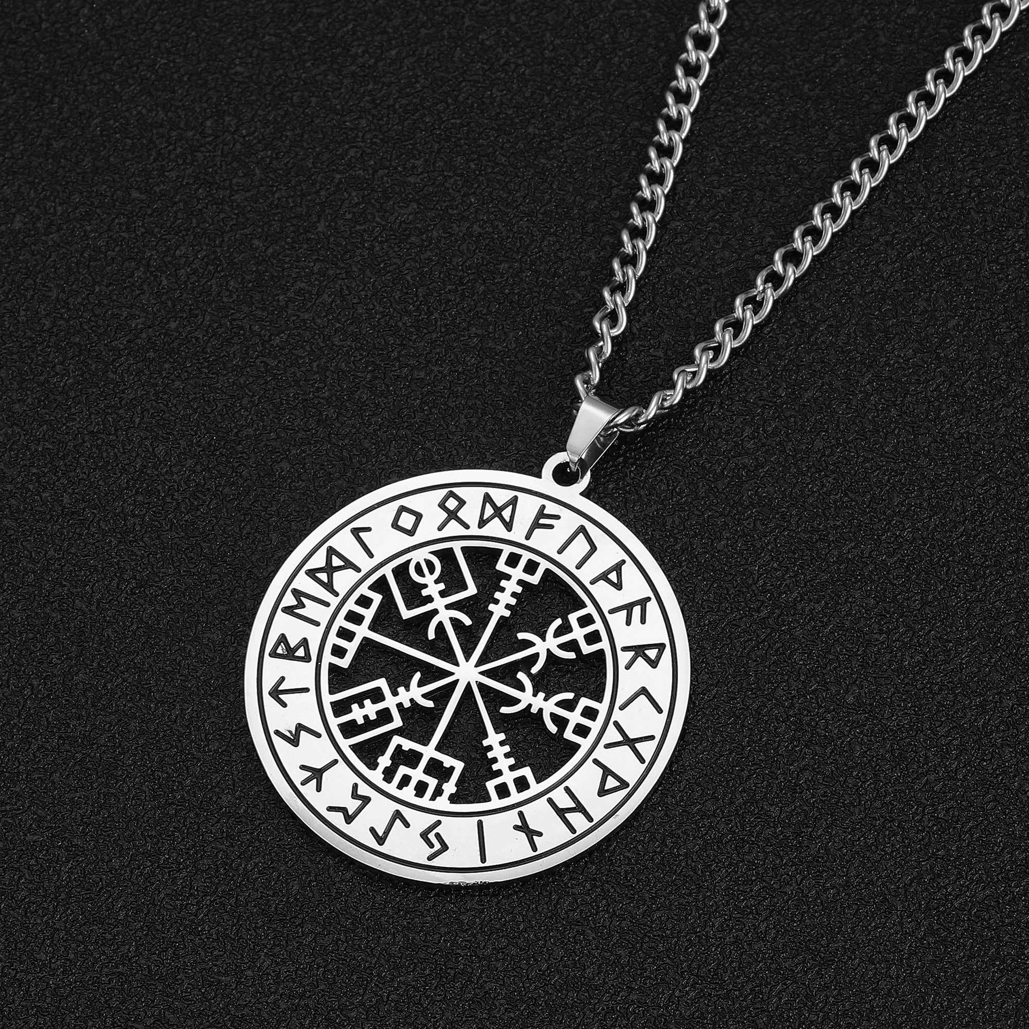 Viking Nordic Rune Compass Necklace – Stainless Steel Triquetra Amulet ...