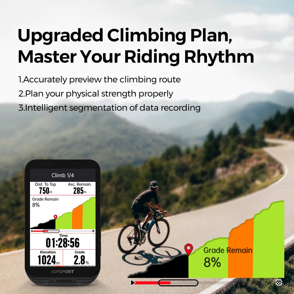 iGPSPORT iGS800 Touchscreen Bike Computer - Professional GPS, Map Navigation, WiFi, ANT+, 50H Battery Life