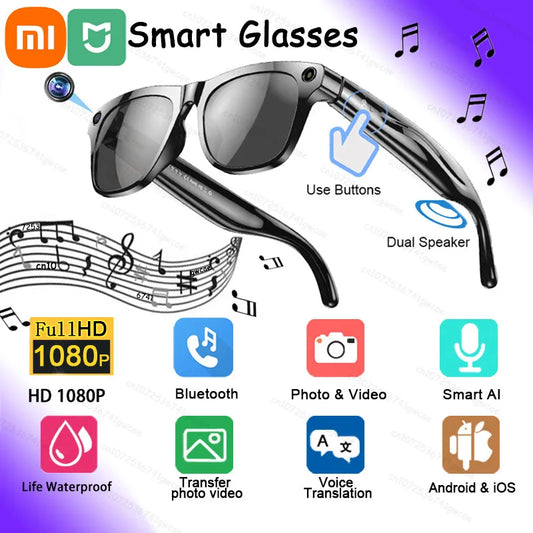 Xiaomi MIJIA 1080P HD AI Smart Glasses — Cat GPT, 100MP Camera, Bluetooth Calls, Voice Assistant, 260mAh Battery