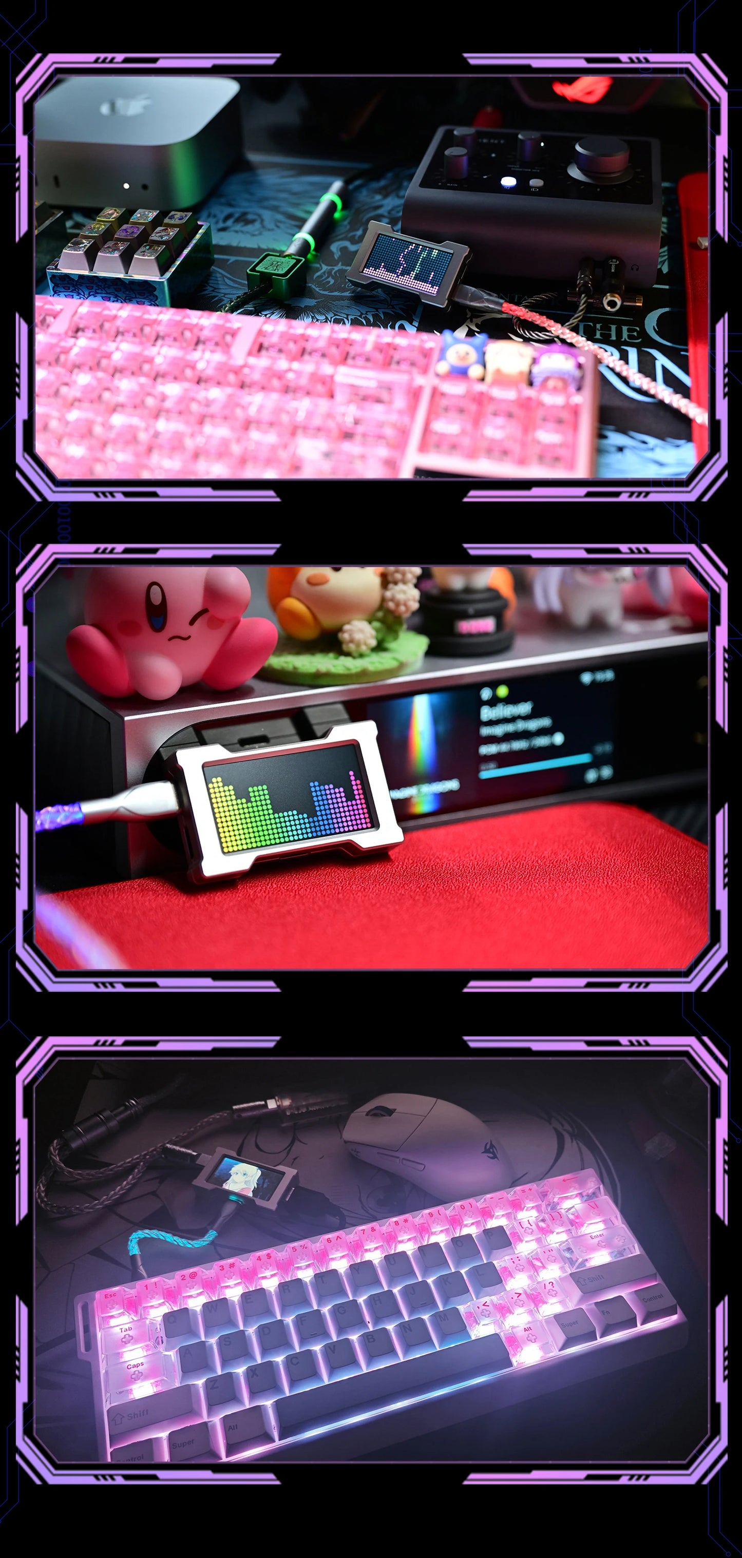 HMLAB ZNEO Gaming USB Hub – 2-to-3 Port with 8K Hz, Independent Power & Screen for Gaming Desk Setup