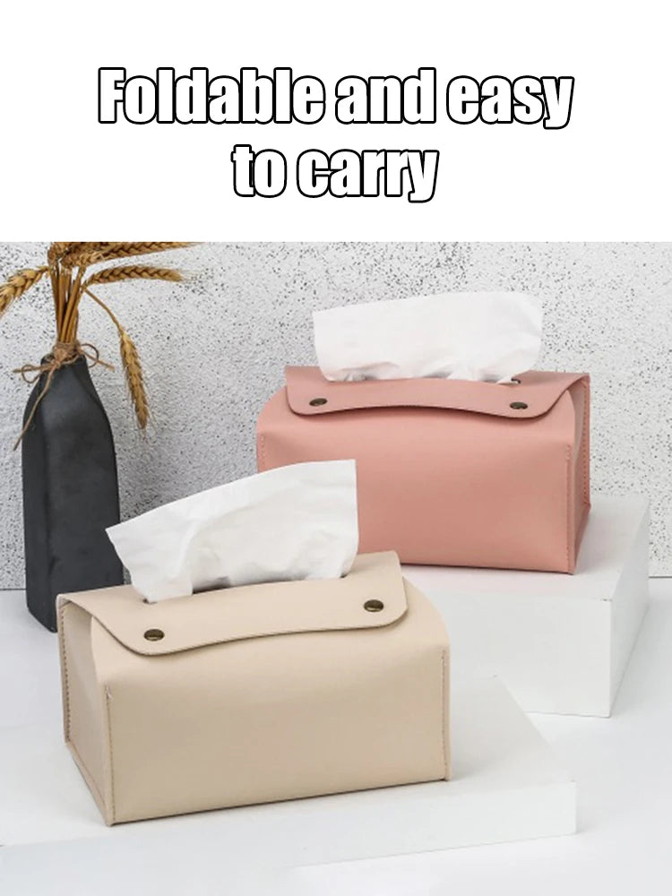 PU Leather Tissue Box – Desktop Storage Organizer for Dining Room, Living Room & Kitchen, 1PC