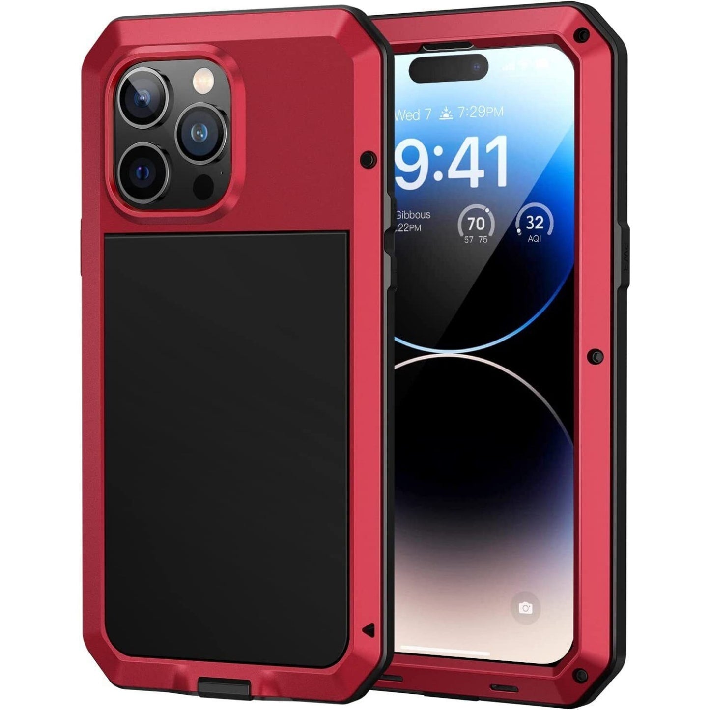 Heavy Duty Aluminum Metal Case for iPhone 16/15/14/13/12/11 Pro Max – Shockproof Gorilla Glass Cover for iPhone XS Max/XR/7/8