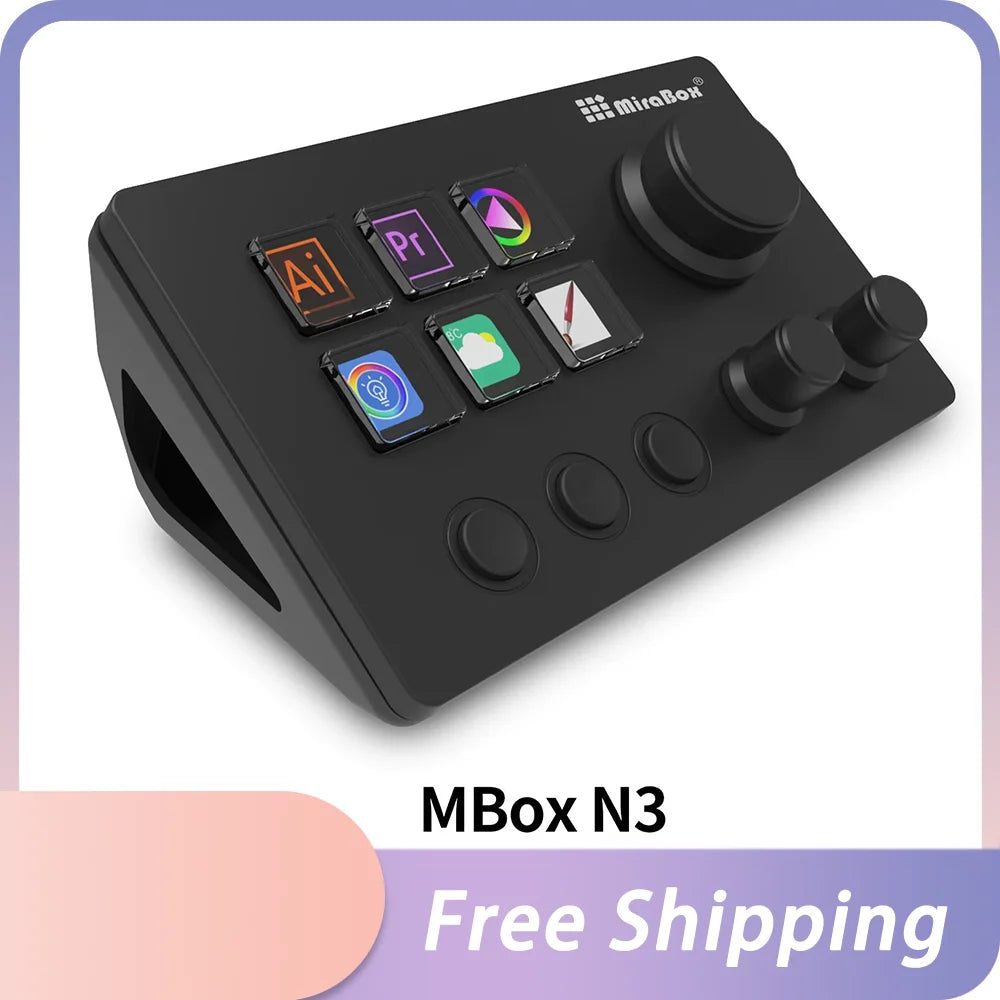 Mirabox N3 Streamdeck Keypad — Mini Customizable Macro Keyboard with Screen & Knob for Desktop
