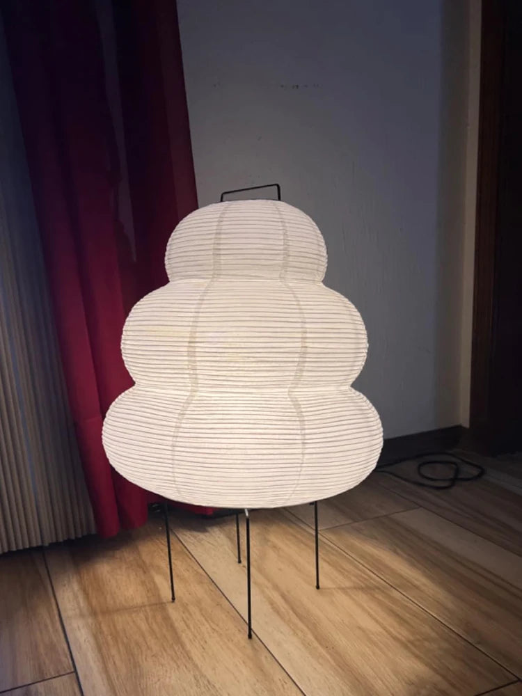 Japanese Style LED Rice Paper Desk Lamp – Tricolor Dimming Home Art Decoration for Living Room, Hotel, Bedroom & Bedside Night Light