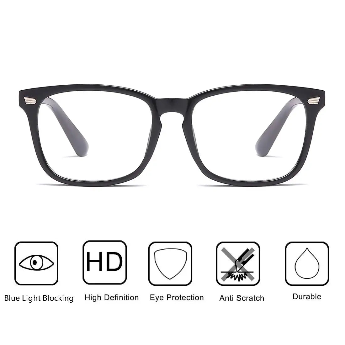 Blue Light Blocking Glasses – Men’s Computer and Gaming Glasses, UV400 Clear Lens for Eye Protection and Anti-Eyestrain