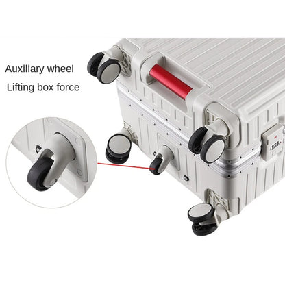 30-Inch Five-Wheel Aluminum Frame Suitcase — Multifunctional Cabin Luggage with Password Lock, USB Port & Cup Holder