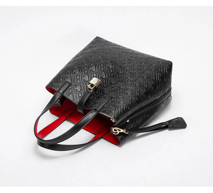 CH Fashion Women’s Shoulder Bag – Large Capacity Casual PU Leather Handbag with Embossed Letters