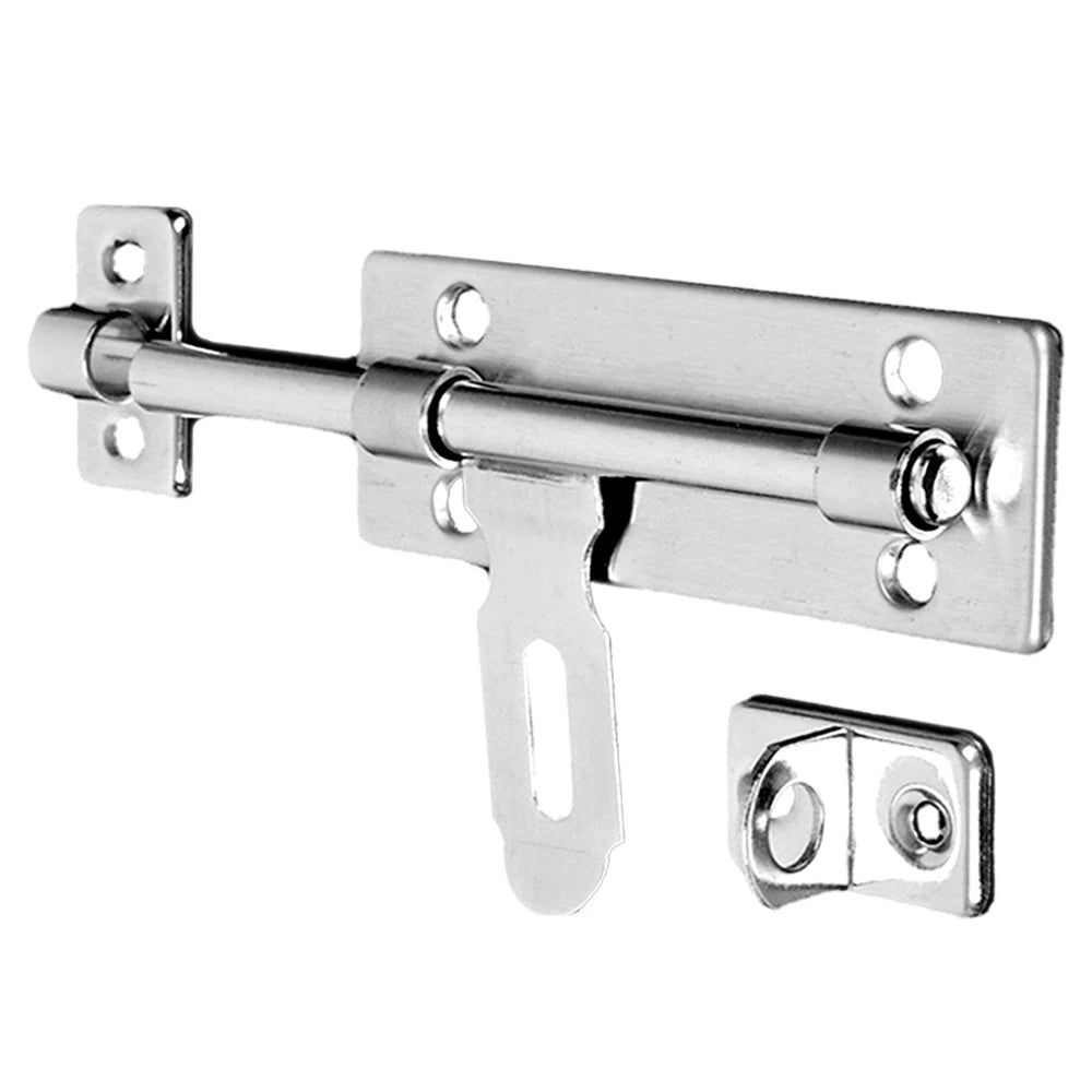 4-Inch Stainless Steel Door Lock – Barrel Bolt Latch Padlock Clasp Set for Doors, Windows, Drawers & Cupboards (Brushed Finish)