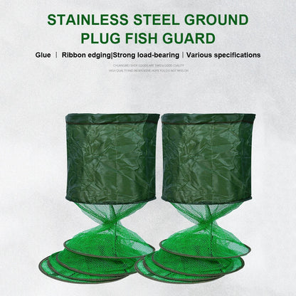 Portable Folding Nylon Mesh Fish Cage – Steel Ring Trap Net Basket for Fishing Storage & Accessories