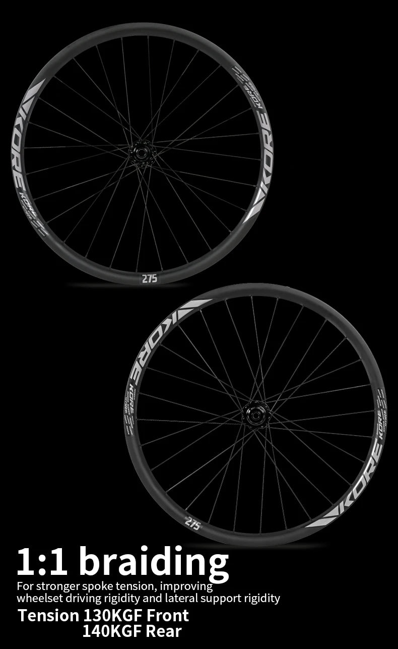 KORE MTB Carbon Wheelset – 27.5/29in Enduro & Downhill with 36T Ratchet HG Hub, BOOST, 28H, 30–36mm Width