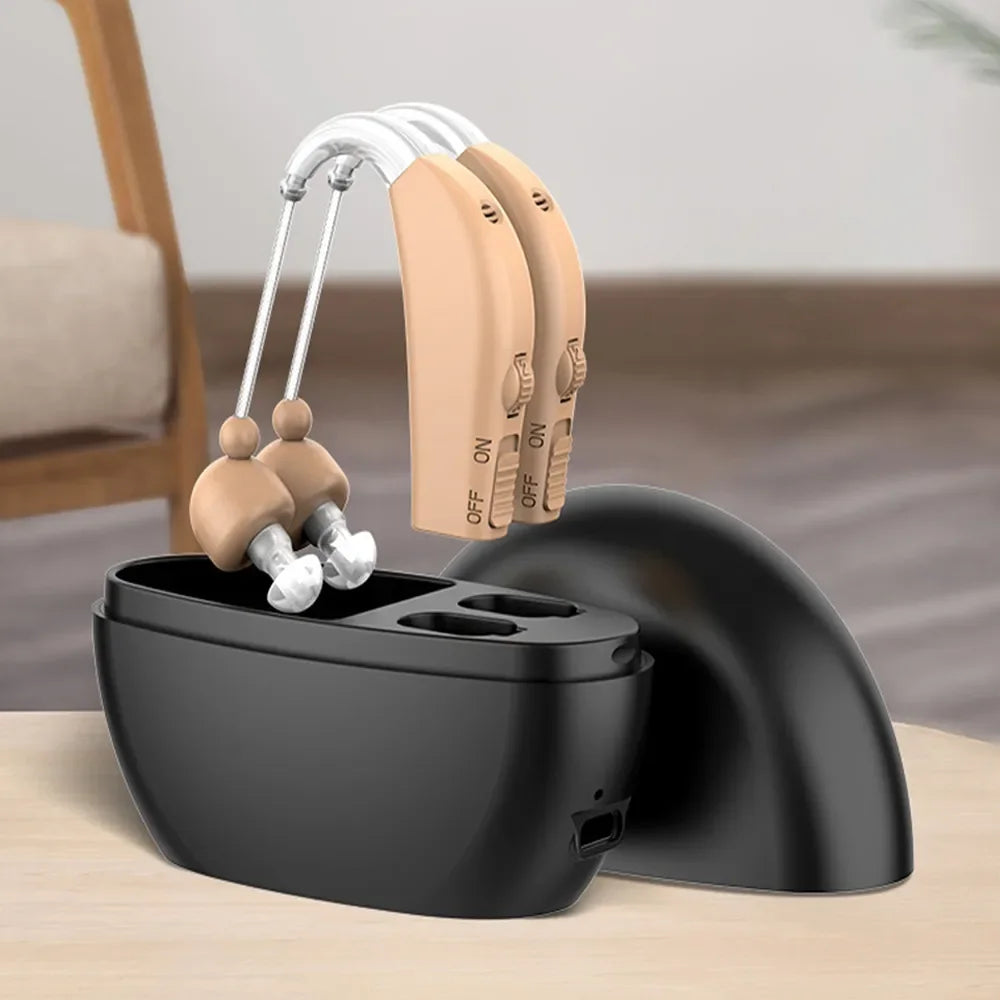 Portable Rechargeable Hearing Aid - Magnetic Sound Amplifier for Elderly Ears - Aid for the Deaf