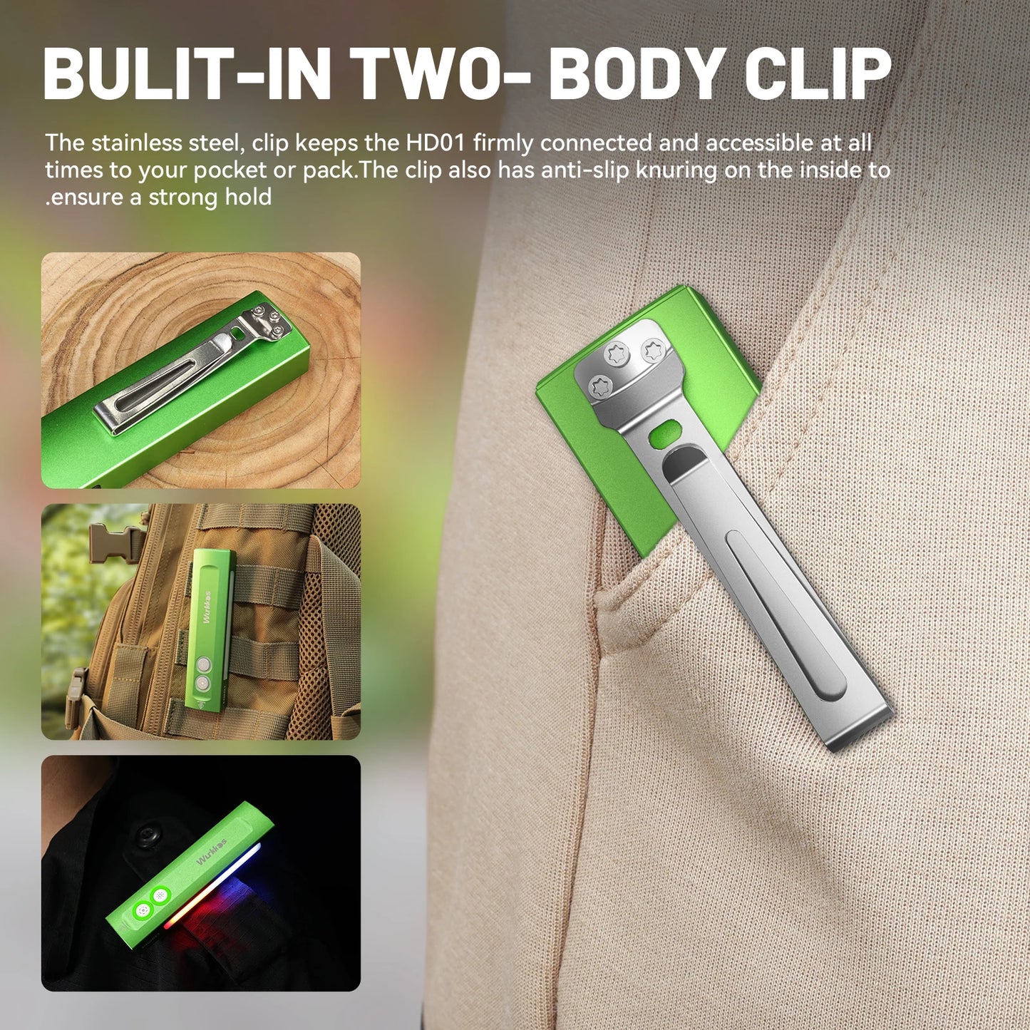 Wurkkos HD01 Multifunctional Flashlight – 1200LM 90CRI with Side RGB Lights, IP65 Waterproof for Hiking