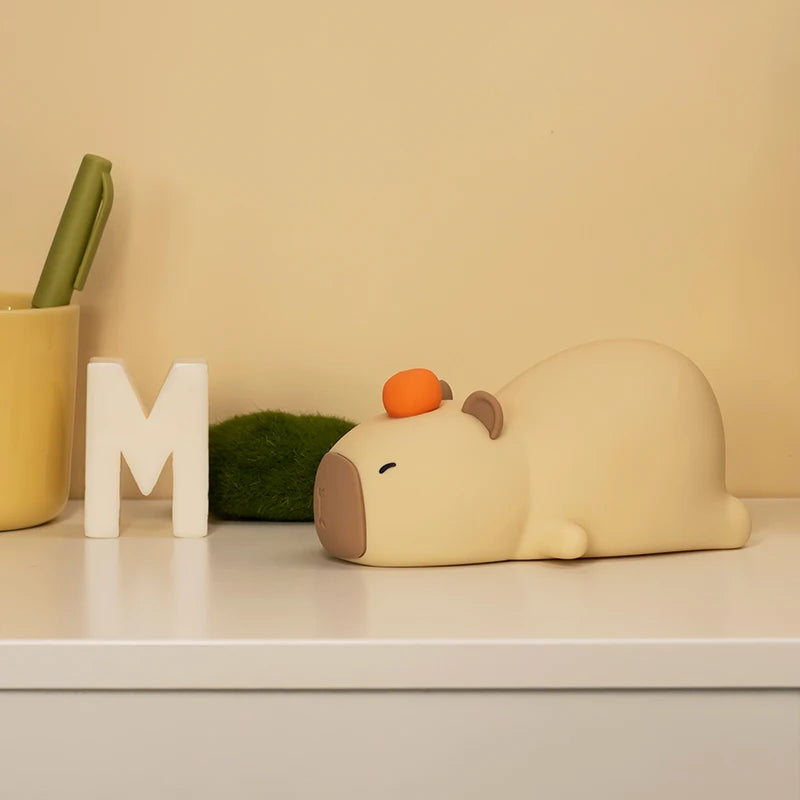 Capybara Cute Silicone LED Night Light - USB Rechargeable Dimmable Lamp for Kids' Room & Gift