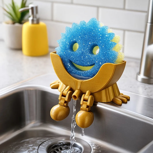 Cute Kitchen Sponge Holder with Drainage Holes & Legs – Fun Sink Edge Dish Sponge Stand for Countertop Organization 🧽✨