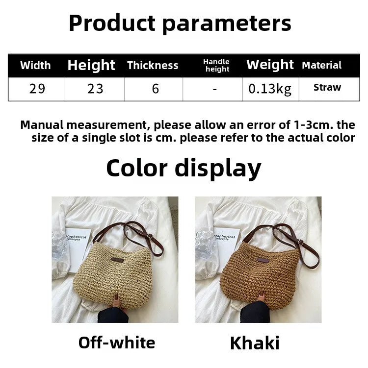 Straw Knitted Handbag – Women’s Woven Shoulder & Crossbody Beach Bag