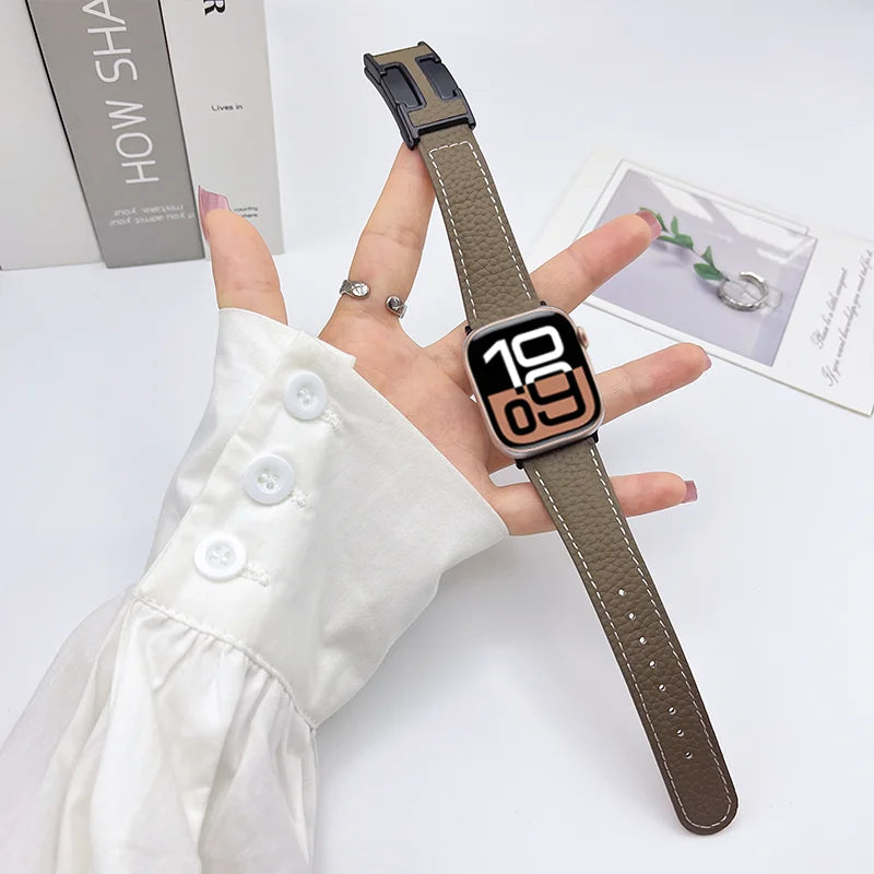 Genuine Leather Straps for Apple Watch – 40mm-49mm Bands for Series 5/6/7/8/9/10, SE & Ultra