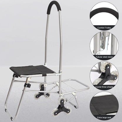 Multifunctional Folding Art Cart — Stair-Climbing Trolley with Storage, Ideal Gift for Art Students & Art Exams