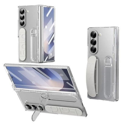 Original Silicone Grip Phone Case for Samsung Galaxy Z Fold 4-7 – Stand & Hinge Protective Cover with Glass Film