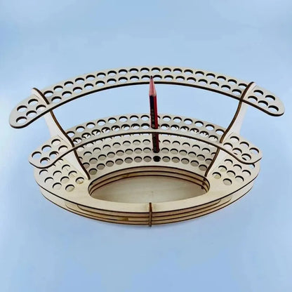 Wooden Paint Brush Holder Stand: Desk Organizer with Holes for Watercolor Brush Tray Rack - Perfect for Pencils and Paint Brushes