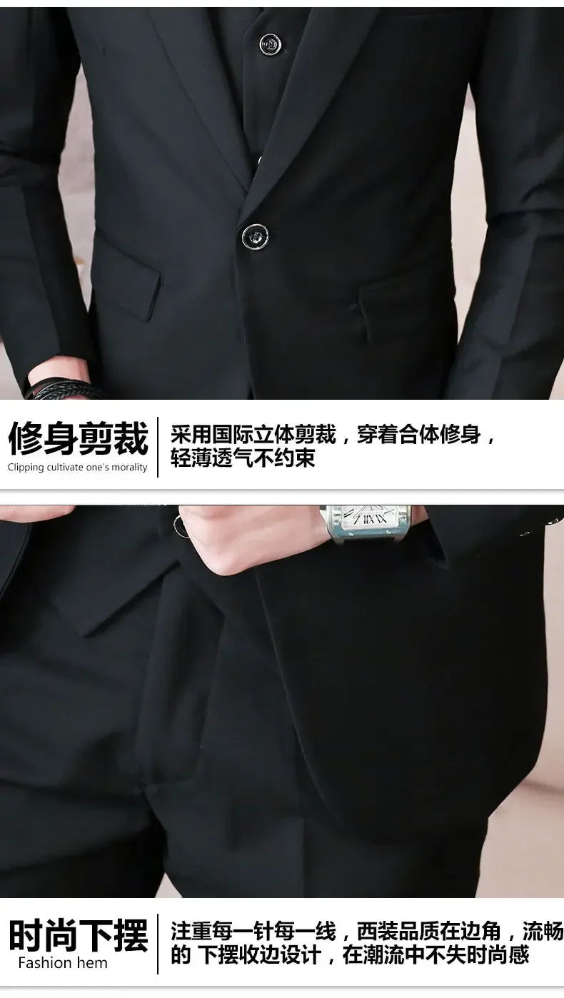 Men’s 3-Piece Suit 6XL — Blazer, Vest & Trousers, Italian Style Fashion Business Wedding Formal Gentleman Dress