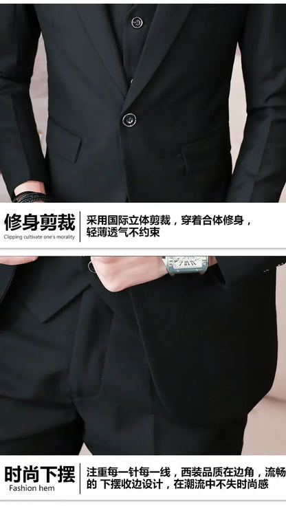 Men’s 3-Piece Suit 6XL — Blazer, Vest & Trousers, Italian Style Fashion Business Wedding Formal Gentleman Dress