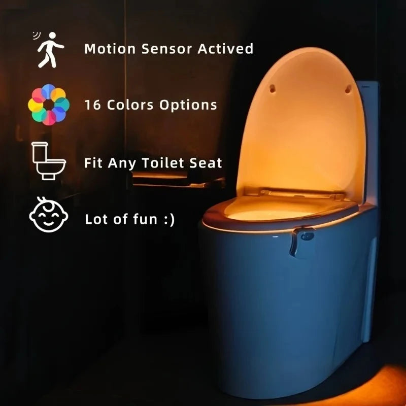 16-Color Motion-Sensing Toilet Night Light – LED Toilet Seat Light with Motion Sensor