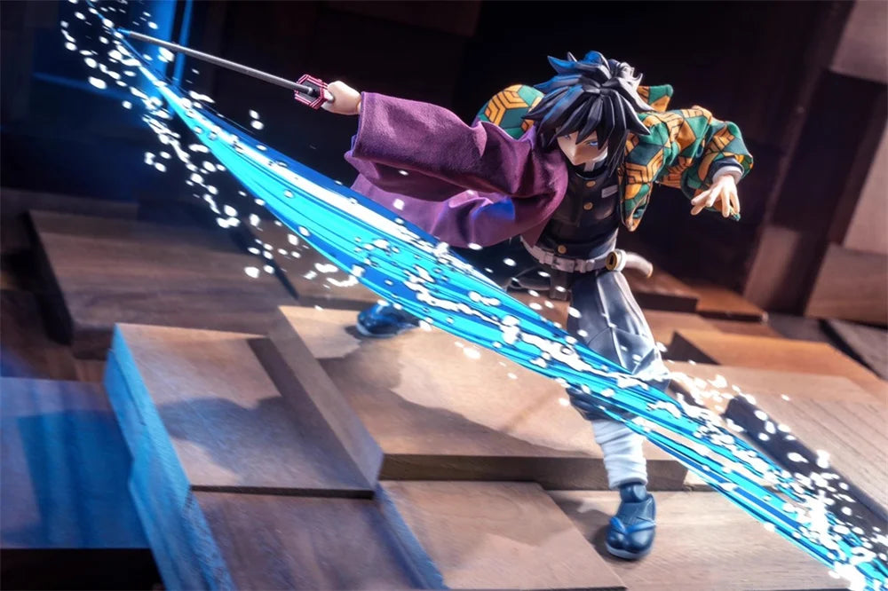 1/12 Scale Demon Slayer Action Figure – Tomioka Giyuu & Kamado Tanjirou with Grid Cloak Kimono for 6" Body Models