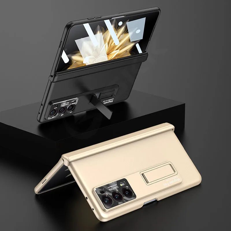 Original Honor Magic V2 Magnetic Hinge Case – Anti-Knock Matte Hard Cover with Outer Screen Glass Stand