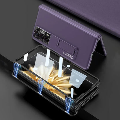 Original Honor Magic V2 Magnetic Hinge Case – Anti-Knock Matte Hard Cover with Outer Screen Glass Stand