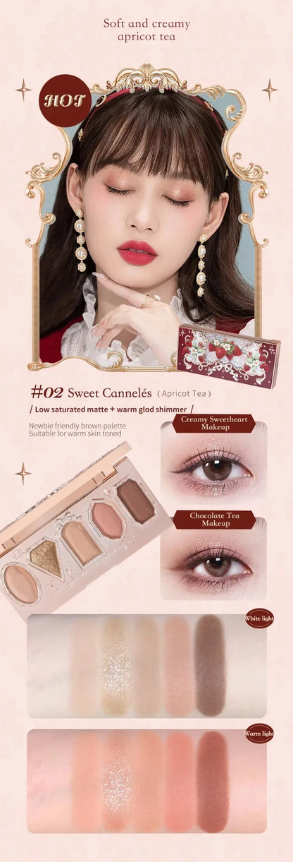 Flower Knows Moonlight Mermaid Eyeshadow Palette – 5-Color Matte, Shimmer & Glitter Waterproof Eye Shadow