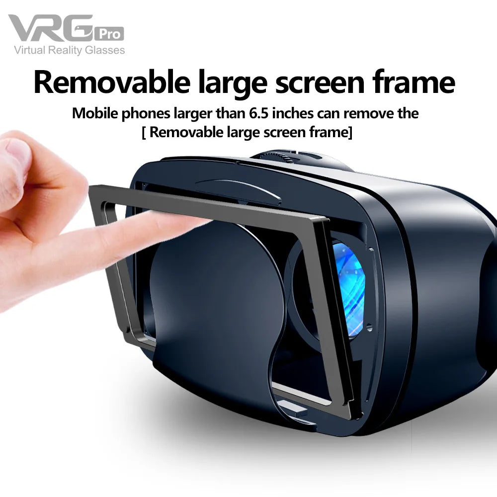 3D VR Headset – Virtual Reality Smart Glasses Helmet for Smartphones with Controllers and 7-Inch Lenses