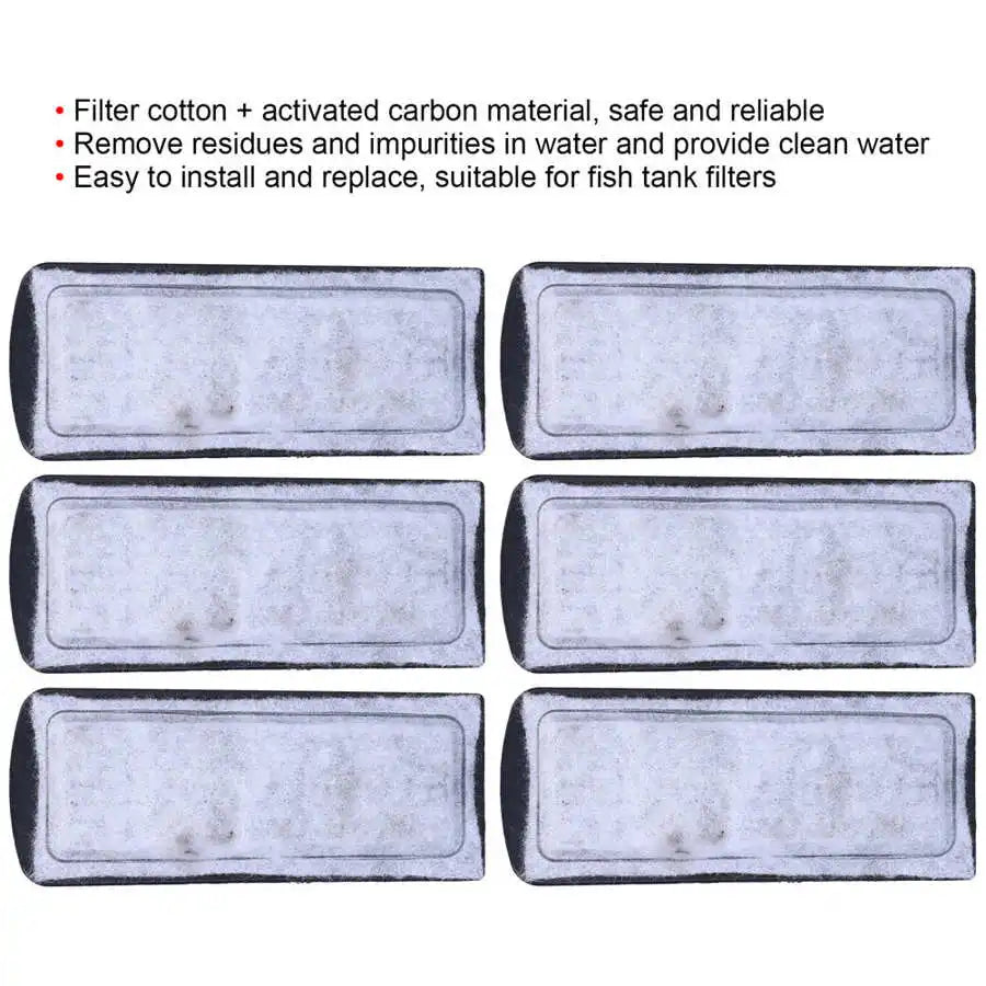 6PCS Aquarium Filter Cotton Replacement - Wall-Mounted Carbon Filter Accessory for Fish Tanks