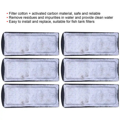 6PCS Aquarium Filter Cotton Replacement - Wall-Mounted Carbon Filter Accessory for Fish Tanks