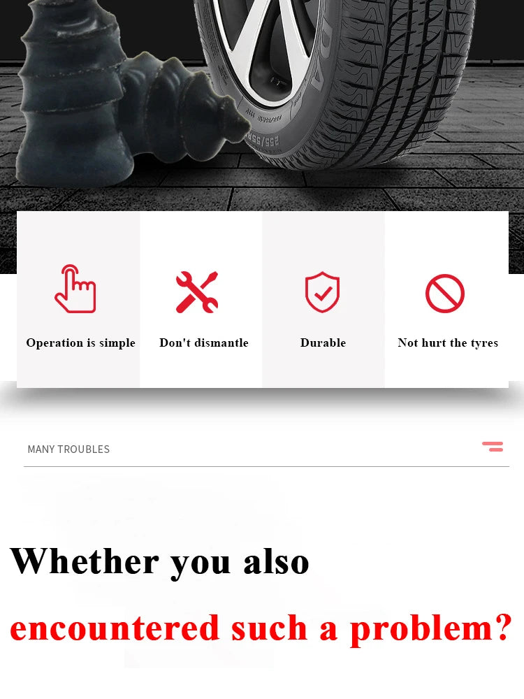 10/30pcs Car & Motorcycle Tyre Repair Rubber Nail Set – Universal Tire Puncture Repair Tool for Cars, Trucks & Bikes