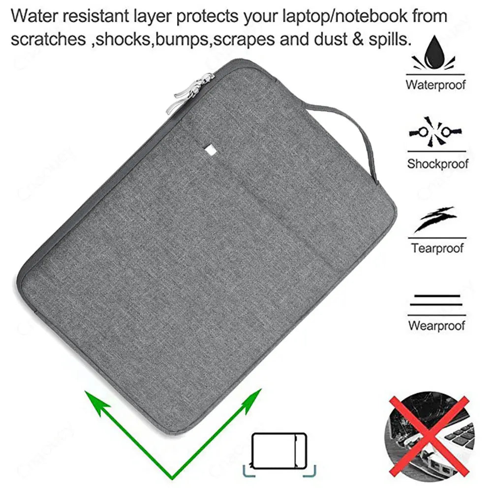 Waterproof Laptop Sleeve Handbag Case for HP - Portable Notebook Cover for 11.6" to 16" Laptops with Zipper