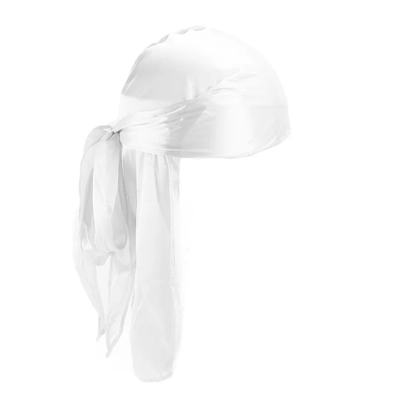 Unisex Silky Long Tail Durag Pirate Hat – Fashion Headwrap, Turban, Bandana, Cap for Women & Men, Hijab Hair Accessories