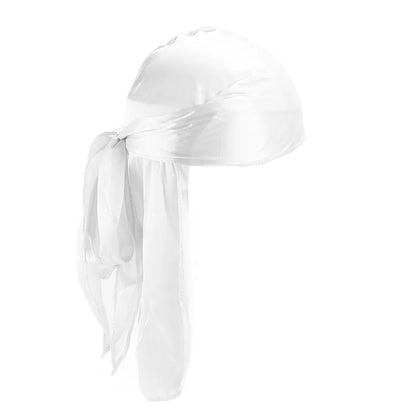 Unisex Silky Long Tail Durag Pirate Hat – Fashion Headwrap, Turban, Bandana, Cap for Women & Men, Hijab Hair Accessories
