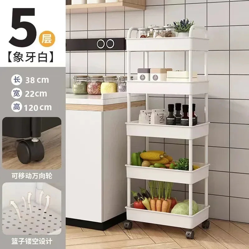 Multi-Layer Trolley Storage Rack - Mobile Organizer for Kitchen, Bedroom, and Bathroom, Ideal for Snacks and Baby Items
