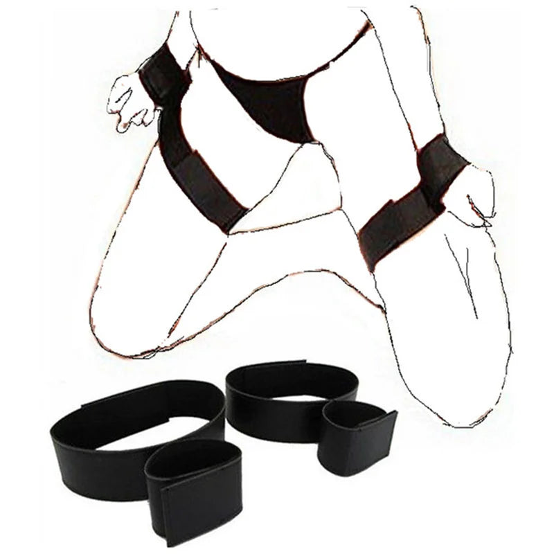 Adjustable BDSM Bondage Set – Handcuffs, Ankle Cuffs & Open Leg Restraints for Couples, Adult Fetish Games for Women