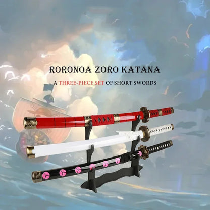 3-Piece Roronoa Zoro Katana Set – Anime Cosplay Toy Swords with Belt & Sword Holder
