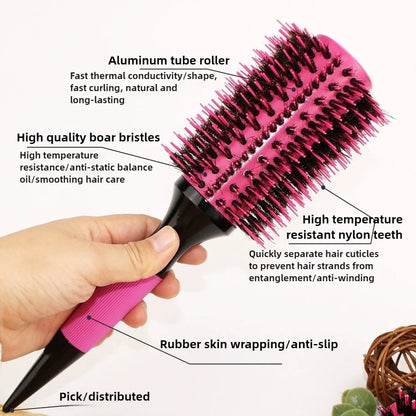 Barbershop Round Tube Curly Hair Rollers – Salon Hair Comb & Styling Brush for Hairdressing