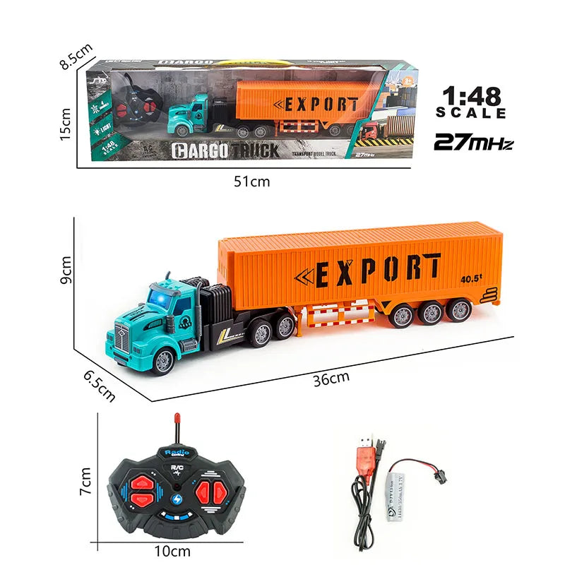 1/48 RC Heavy-Duty Semi-Trailer Truck – Remote Control Construction Dump Truck Toy for Boys Gift