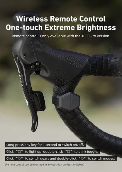 CYCLAMI CYC 1000 Lumen Bike Headlight – Ultra Bright Front Lamp with GoPro Mount & Wireless Remote for MTB & Road