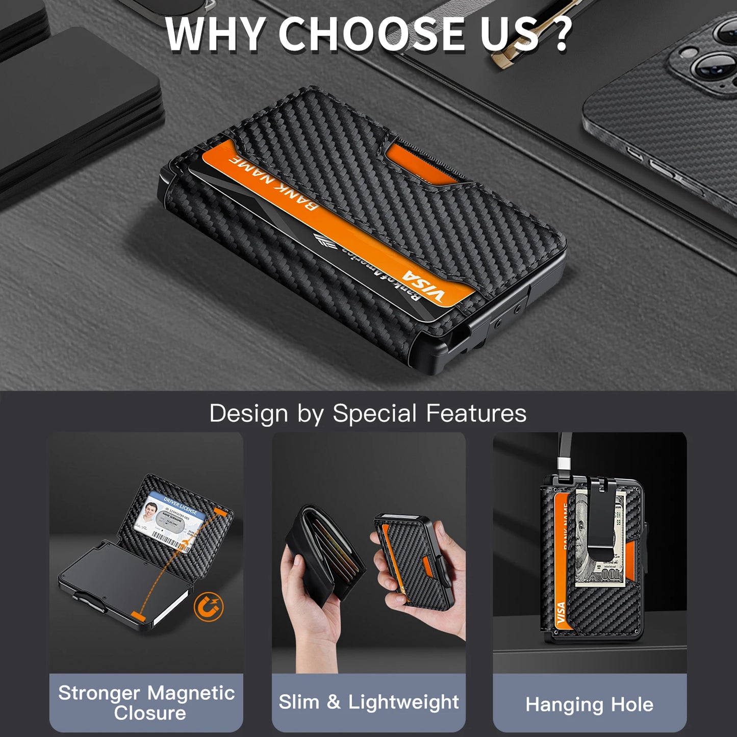 RFID Blocking Men’s Slim Pop-up Wallet – Minimalist Bifold Credit Card Holder