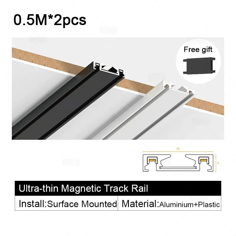 Smart Home Tuya Dimming 6mm Ultra-Thin Ceiling Mount Magnetic Track Light, 48V Slim Surface Mounted Linear Light