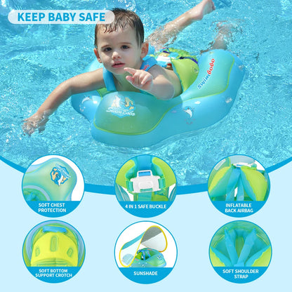 Baby Swimming Float with Canopy – Inflatable Infant Floating Ring, Kids Swim Pool Accessory, Summer Bathing Toy