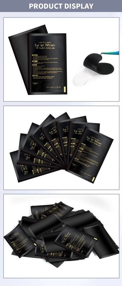 50 Pairs UV Black Hydrogel Eye Gel Patches | Eyelash Extension Padding & Makeup Stickers | Under Eye Gel Pads