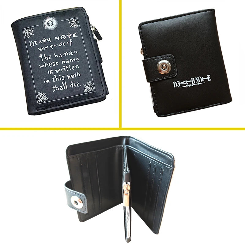 Death Note Anime Wallet — Black PU Leather Short Card & Coin Purse for Boys & Girls Gift