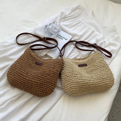 Straw Knitted Handbag – Women’s Woven Shoulder & Crossbody Beach Bag