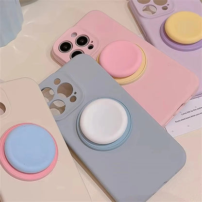 Cute Macaron Silicone Magnetic Phone Stand - Round Grip Holder for iPhone 15, iPad, MagSafe, and Smart Tok
